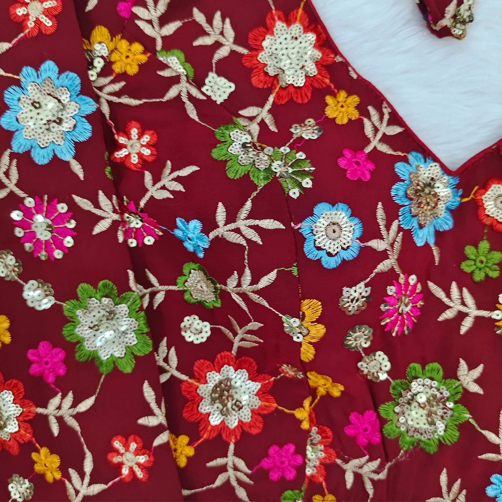 Maroon Color Sequence Fox Georgette Blouse — view 3