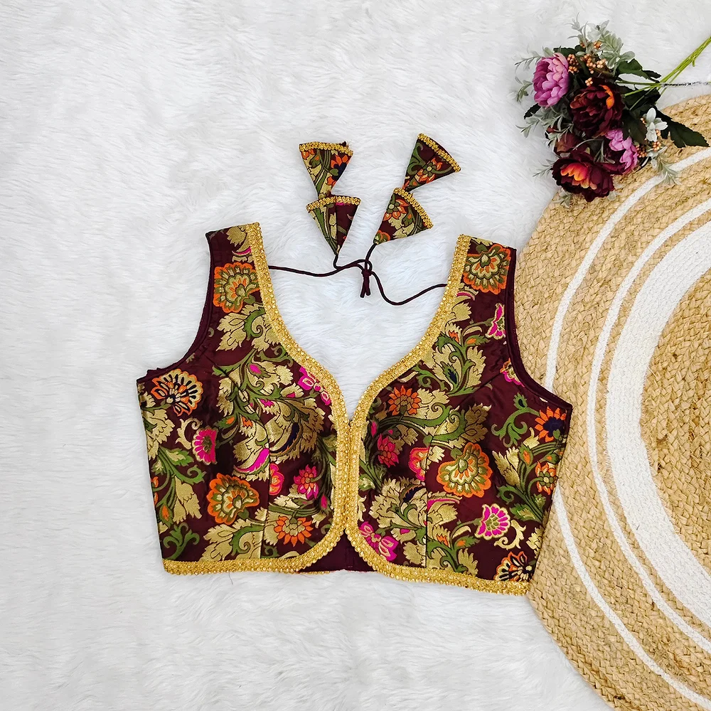 Wine Color Heavy Jacquard Blouse — view 1