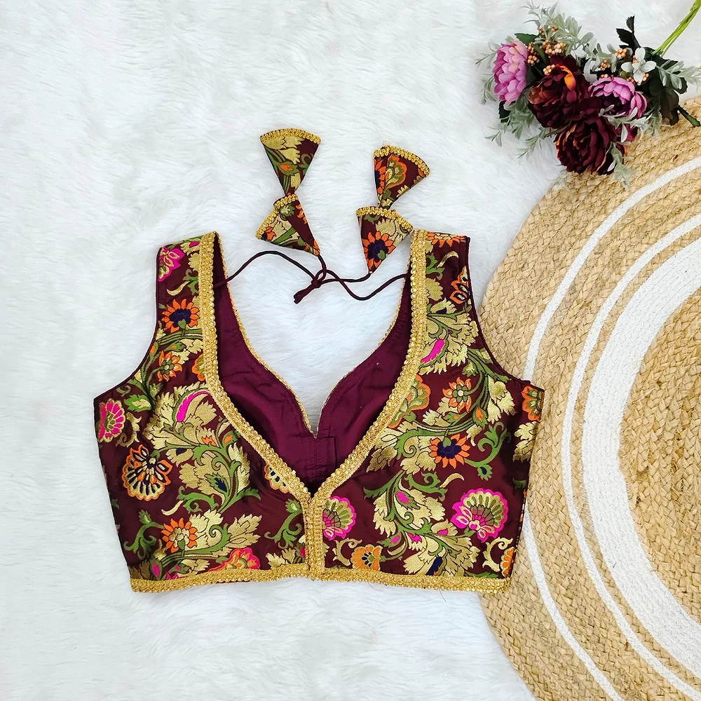 Wine Color Heavy Jacquard Blouse — view 2