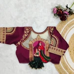 Wine Color Bridal Blouse with Heavy Embroidery and 3D Barbie Design