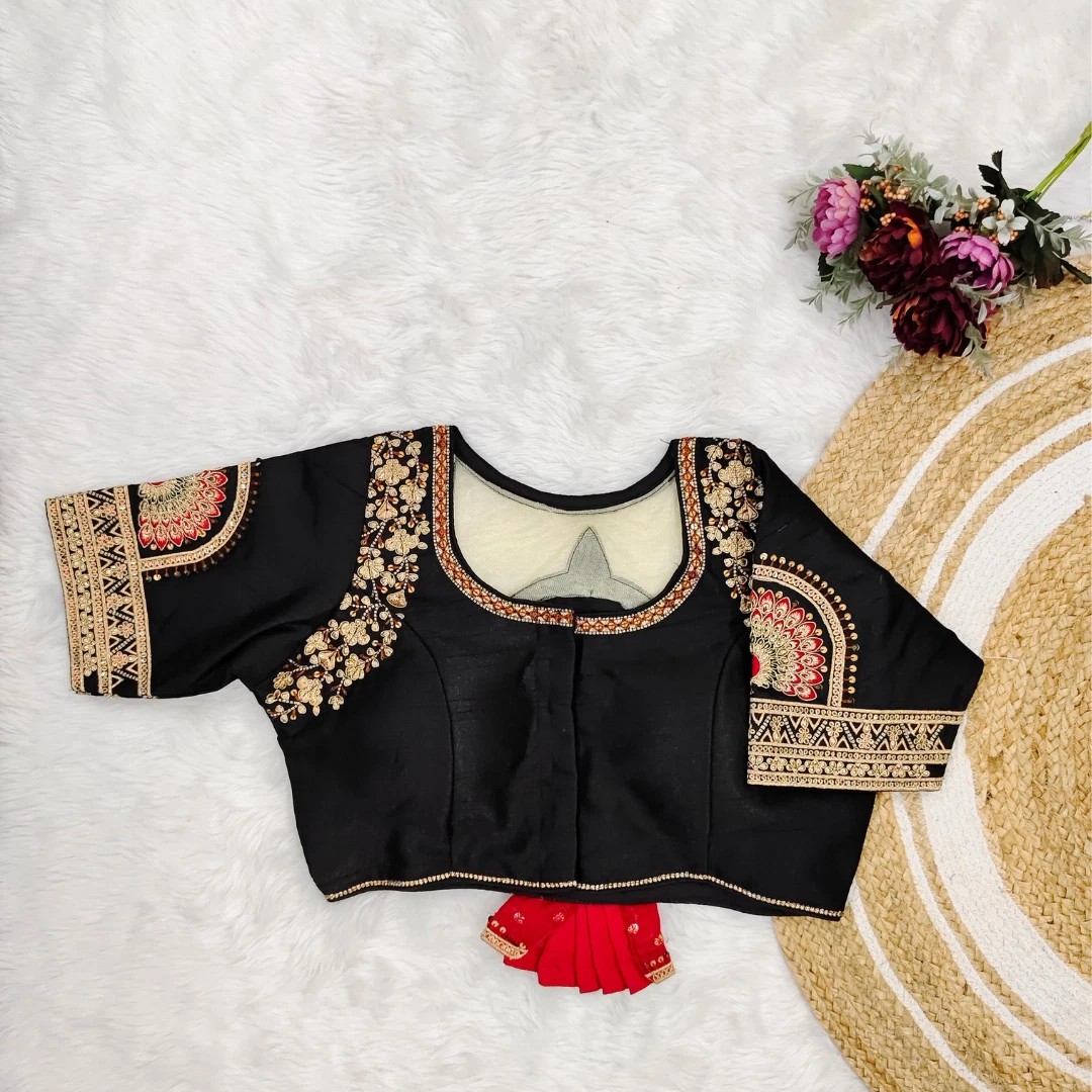 Black Color Bridal Blouse with Heavy Embroidery and 3D Barbie Design