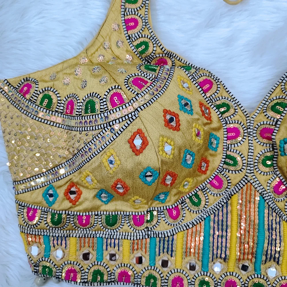 Golden Color Handwork Kutchi Work Blouse — view 3