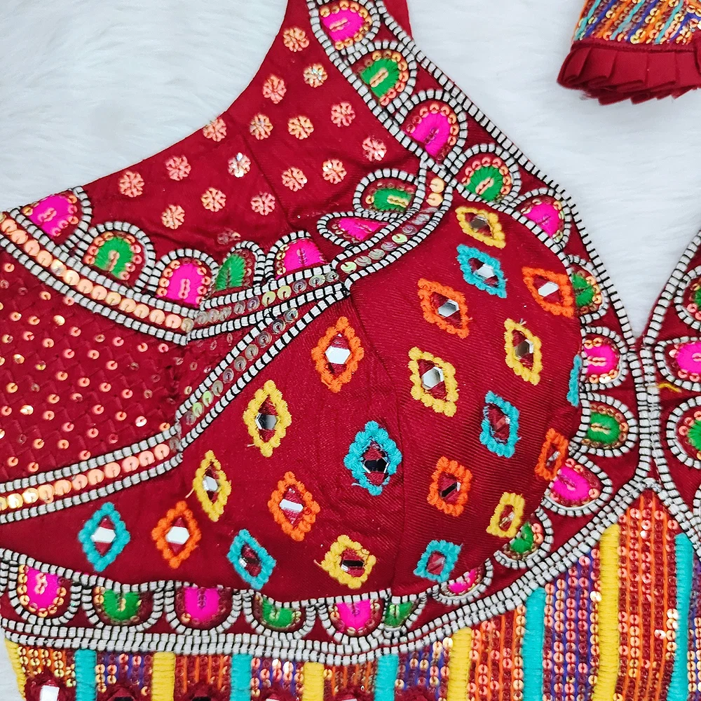 maroon Color Handwork Kutchi Work Blouse — view 3