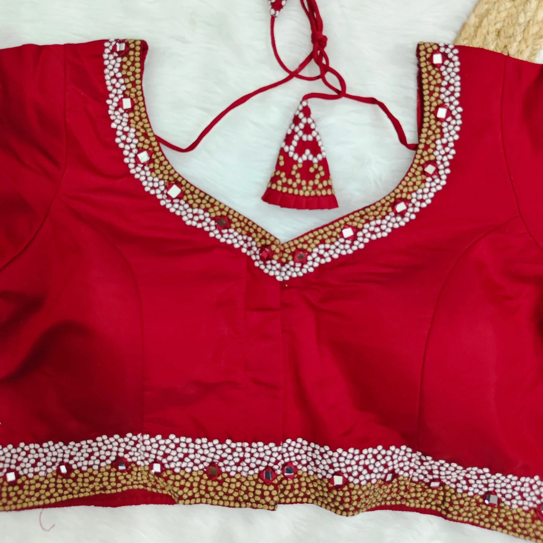 Maroon Color Heavy Thread Embroidery Handcrafted Blouse with Hand Work