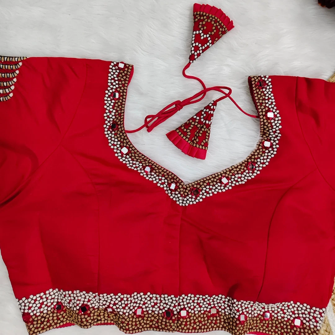 Rani Color Heavy Thread Embroidery Handcrafted Blouse With Hand Work
