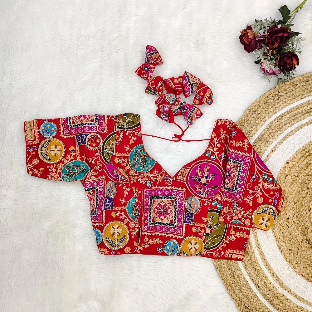 Rani Color Digital Print Blouse For Navratri   — view 1