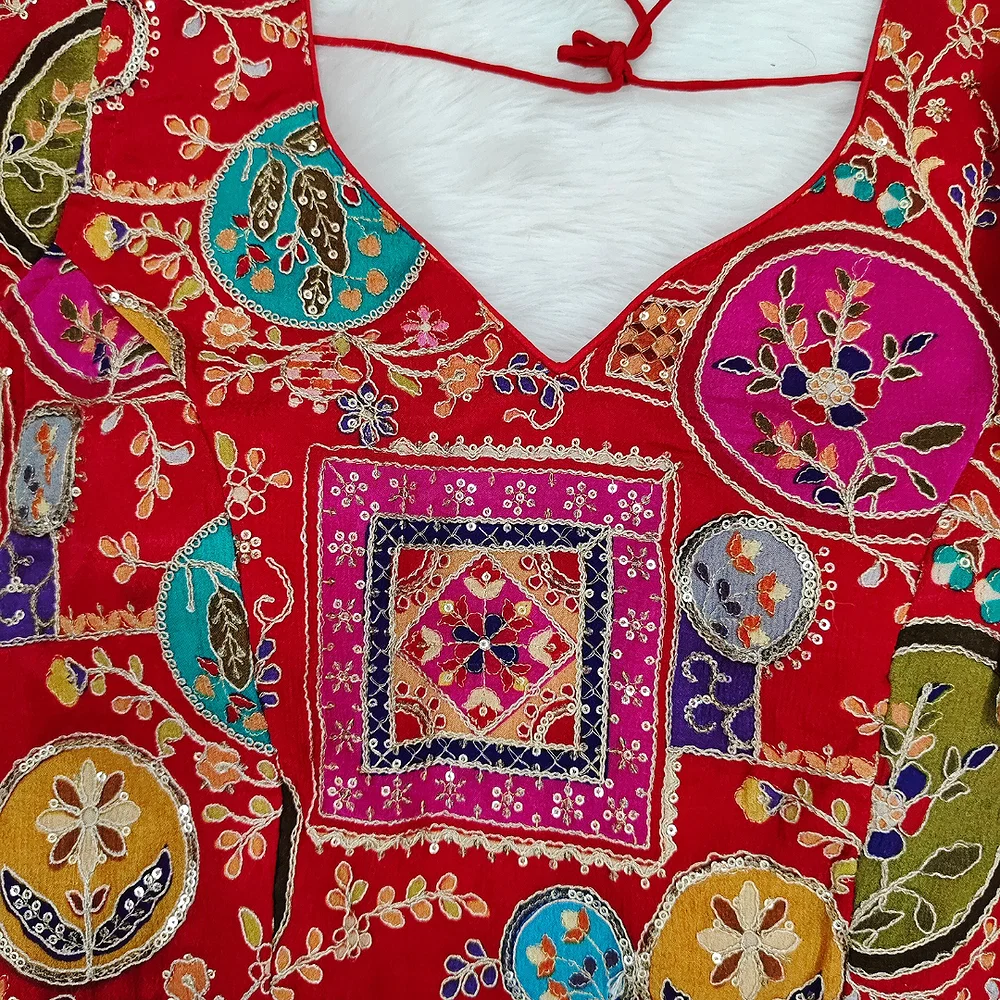 Rani Color Digital Print Blouse For Navratri   — view 3