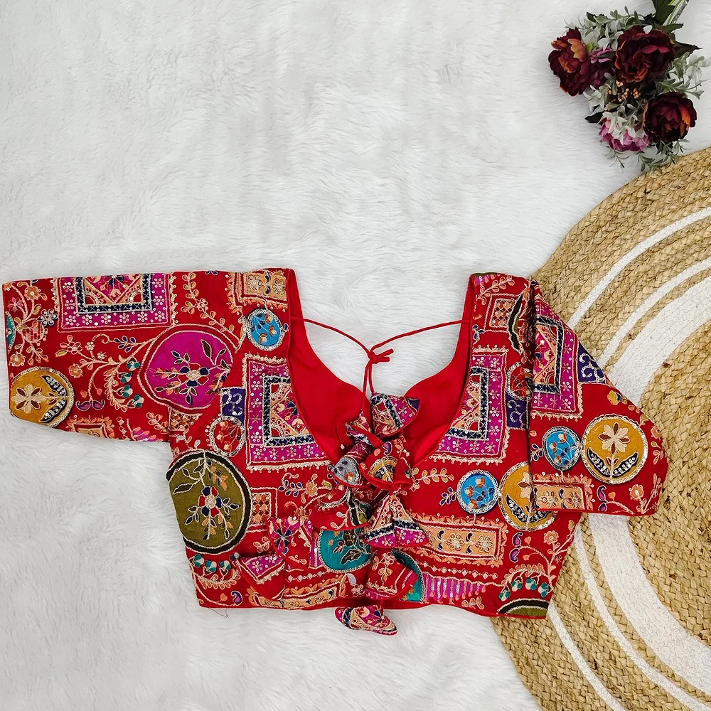 Rani Color Digital Print Blouse For Navratri   — view 2