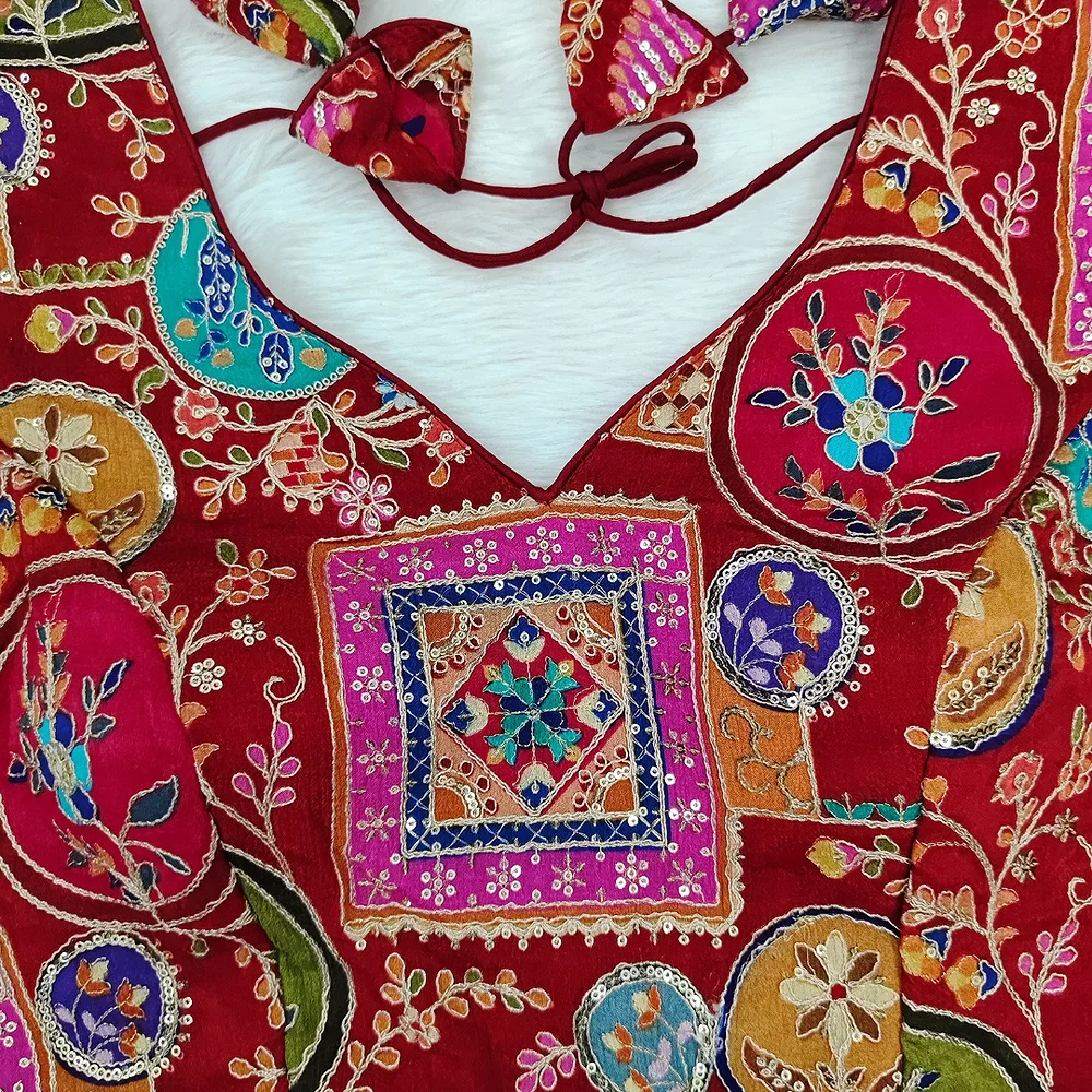 Maroon Color Digital Print Blouse For Navratri — view 3