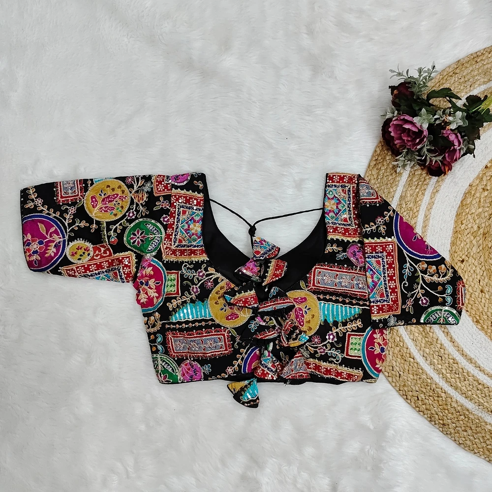 Black Color Digital Print Blouse For Navratri — view 2