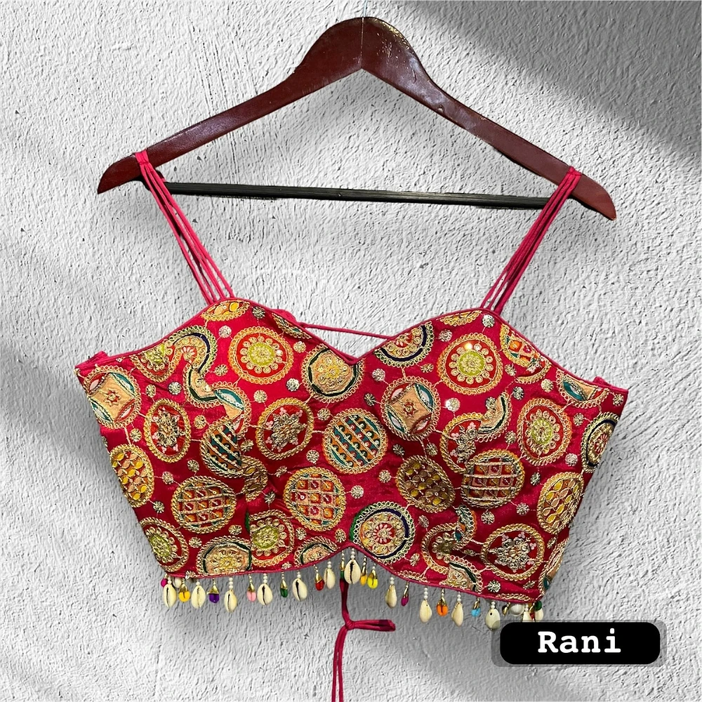Rani Colour Navratri Special Spaghetti Style Real Shell Blouse — view 1