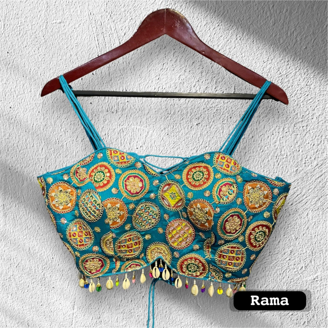 Rama Colour Navratri Special Spaghetti Style Real Shell Blouse