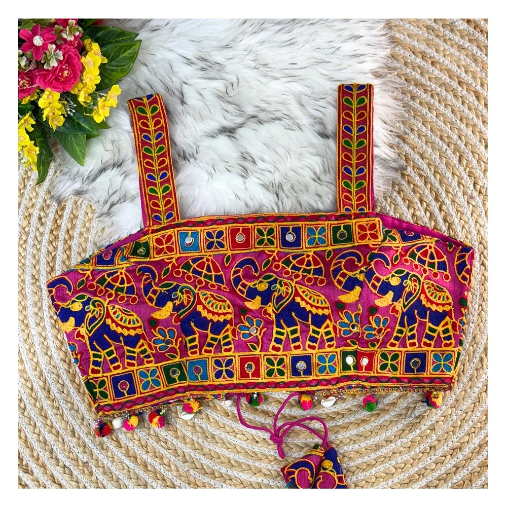 Rani Traditional Navratri Special Elephant Spaghetti Blouse — view 1