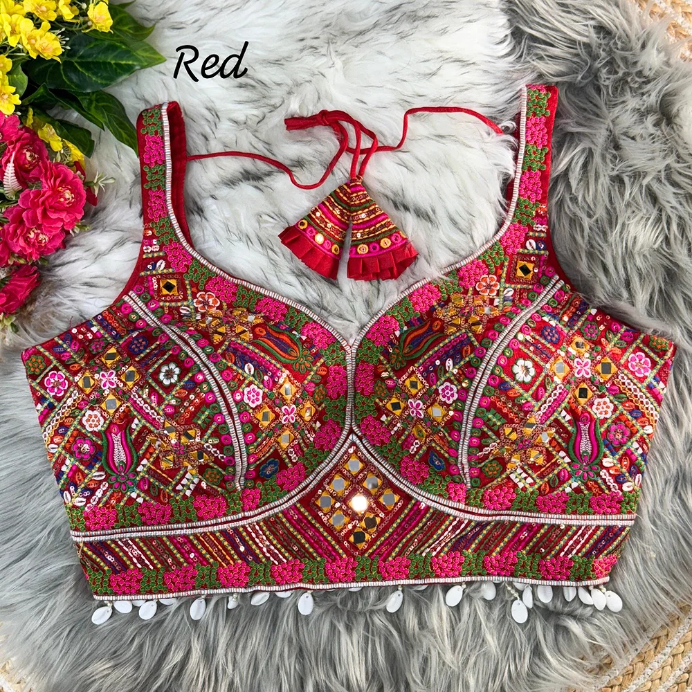 Red Bollywood Style Navratri Special Blouse — view 1