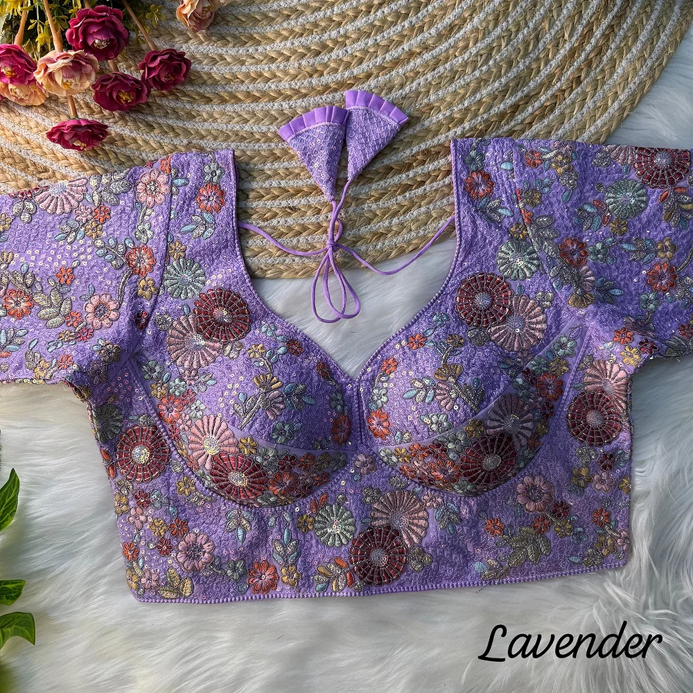Lavender Color Sabyasachi Style Georgette Blouse — view 1