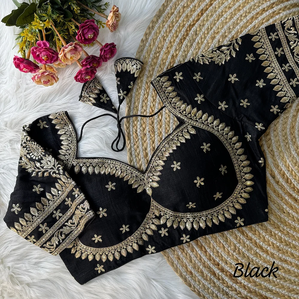 Black Color Karwa Chauth Special Bridal Blouse — view 1