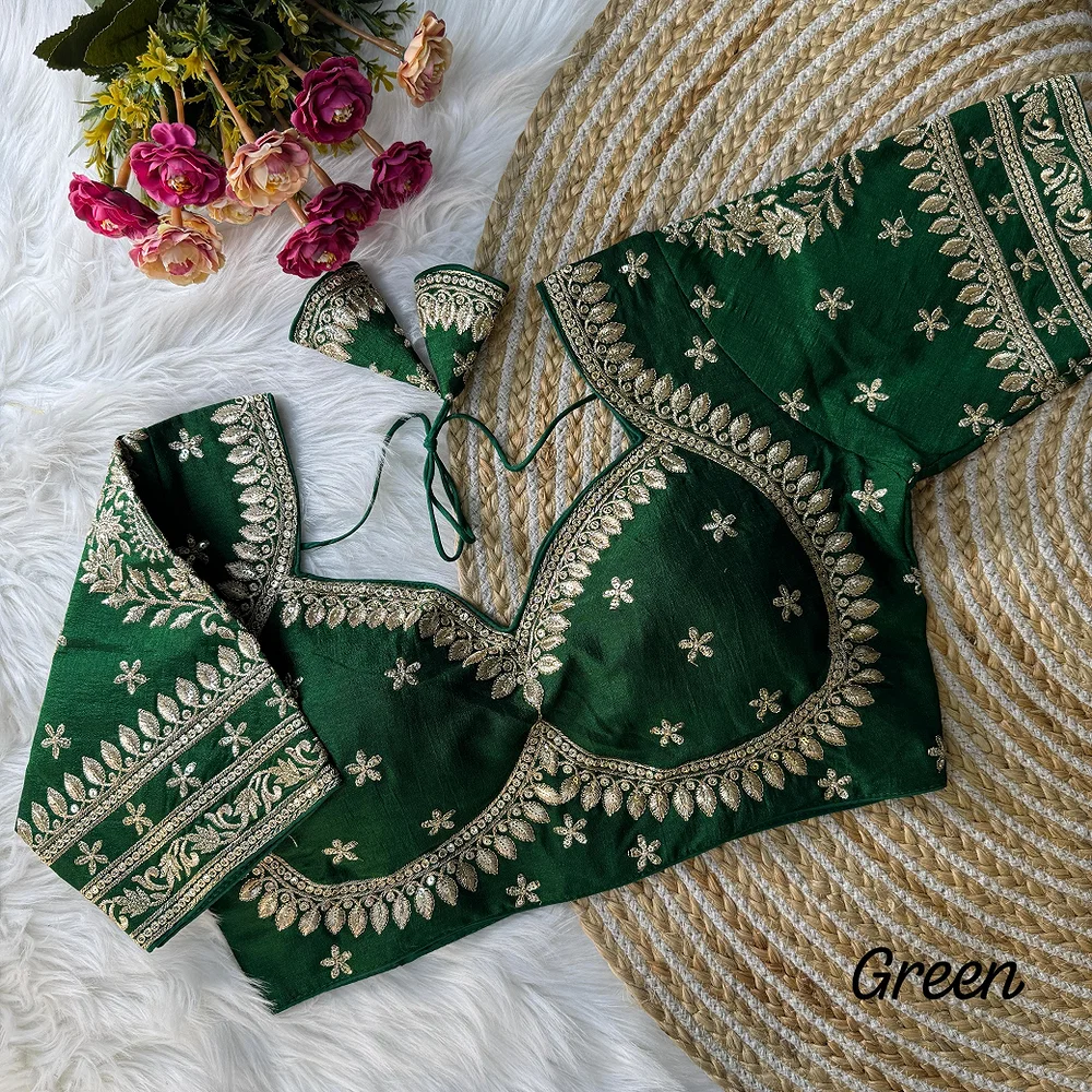 Green Color Karwa Chauth Special Bridal Blouse — view 1