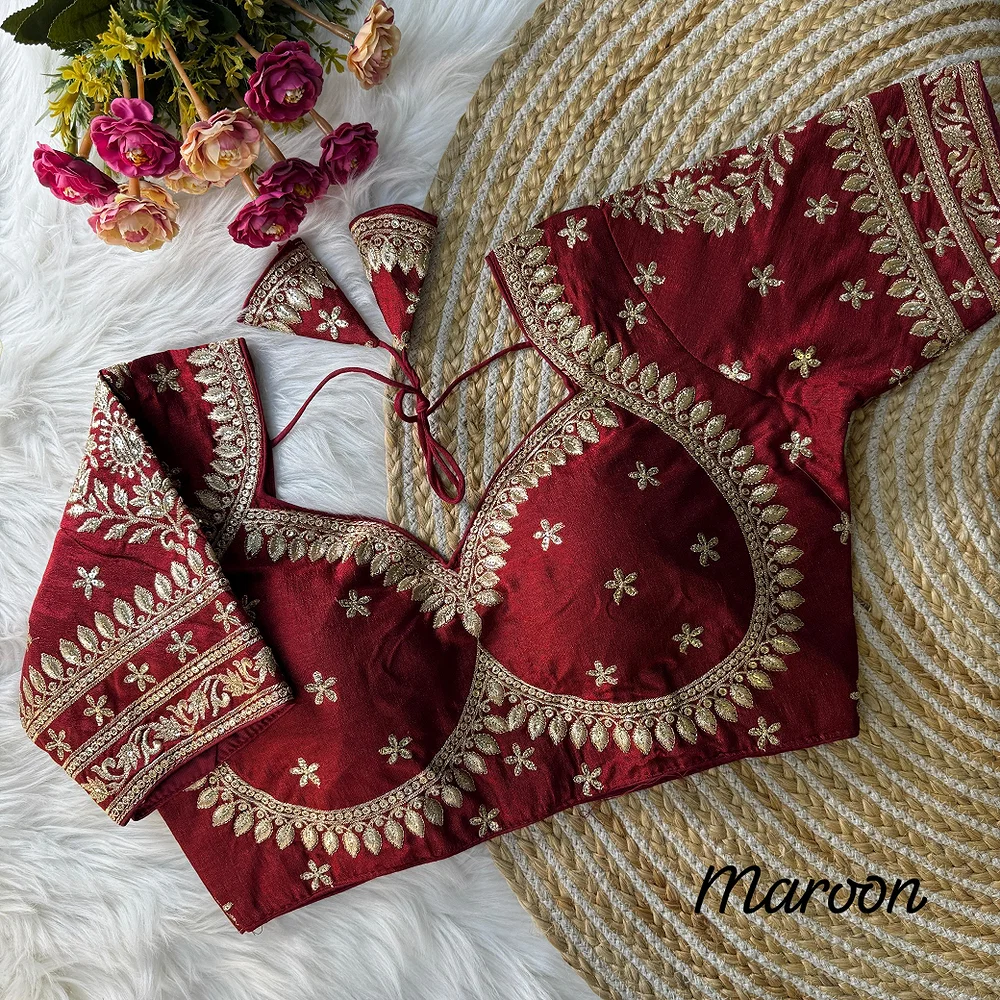 Maroon Color Karwa Chauth Special Bridal Blouse — view 1