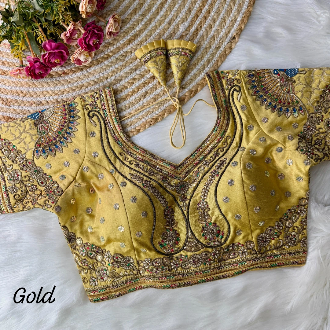 Gold Color Bridal Bliss Apple-Cut Codding Work Blouse