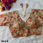 Gold Color Traditional & Partywear Sabyasachi Neck Style Blouse with Multi Work