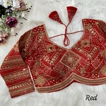 Red Color Beautiful Heavy Long Sleeves Apple-Cut Bridal Blouse