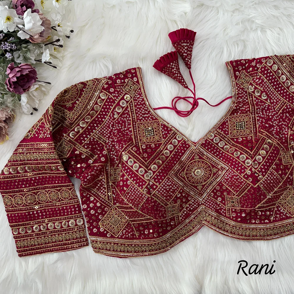 Rani Color Beautiful Heavy Long Sleeves Apple-Cut Bridal Blouse — view 1
