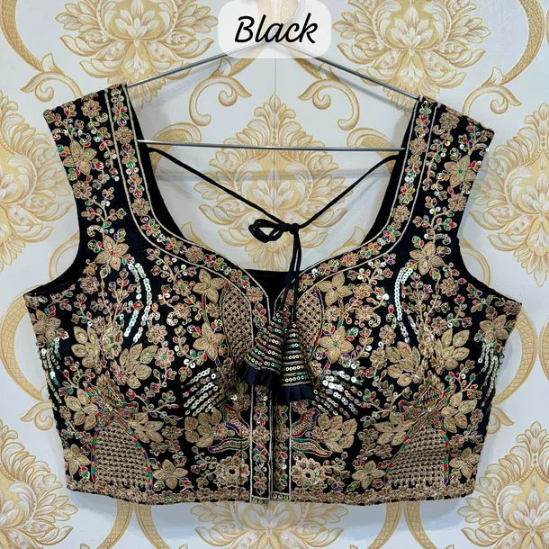 Black Color Beautiful Heavy Embroidery Codding & Thread Work Bridal Blouse