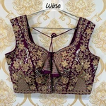 Wine Color Beautiful Heavy Embroidery Codding & Thread Work Bridal Blouse