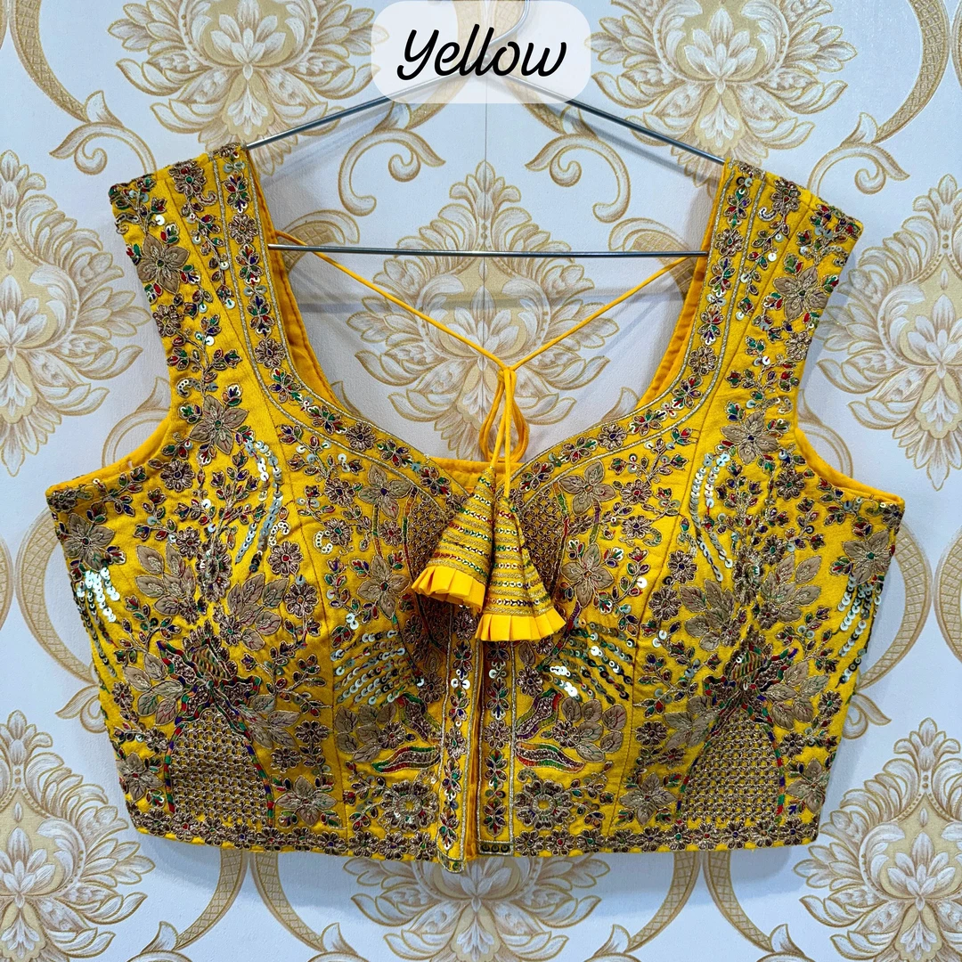 Yellow Color Beautiful Heavy Embroidery Codding & Thread Work Bridal Blouse