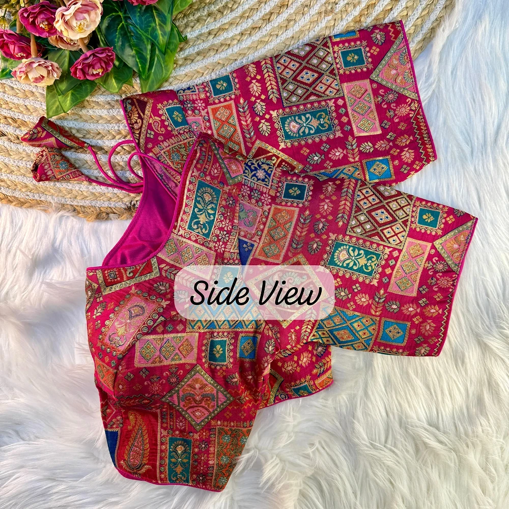 Rani Color Jacquard Partywear Blouse — view 3