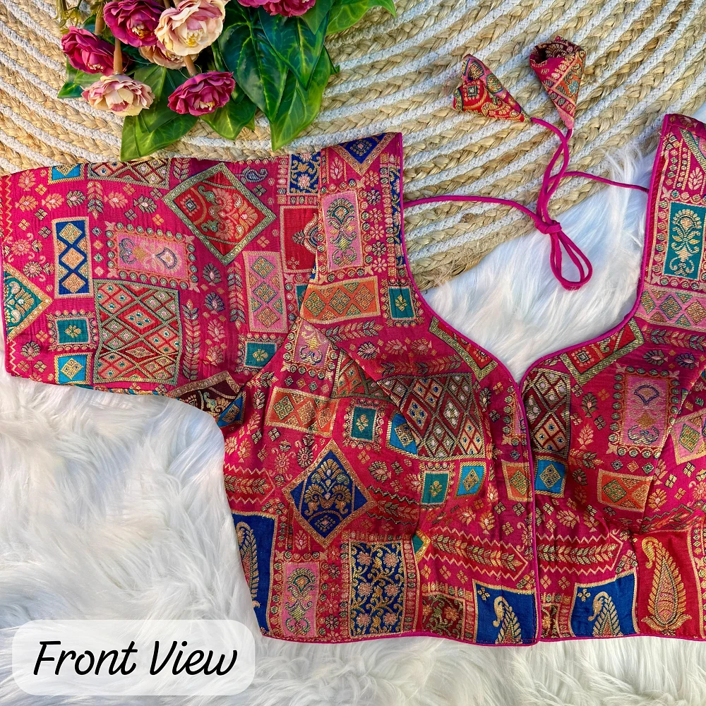 Rani Color Jacquard Partywear Blouse — view 4