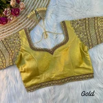 Gold Color Bridal Italian Silk Embroidered Blouse