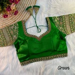 Green Color Bridal Italian Silk Embroidered Blouse