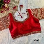 Red Color Bridal Italian Silk Embroidered Blouse