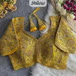 Yellow Color Elegant Apple Cut Bridal Blouse with Heavy Codding, Thread, and Sequin Work