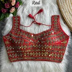 Red Color Real Mirror Work Bollywood Partywear Blouse