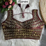 Maroon Color Real Mirror Work Bollywood Partywear Blouse