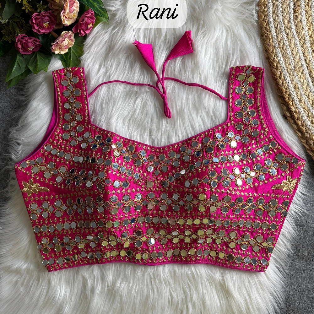 Rani Color Real Mirror Work Bollywood Partywear Blouse — view 1