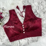 Maroon Elegant Zimichoo Pleated Design Partywear Blouse with Heavy Padding