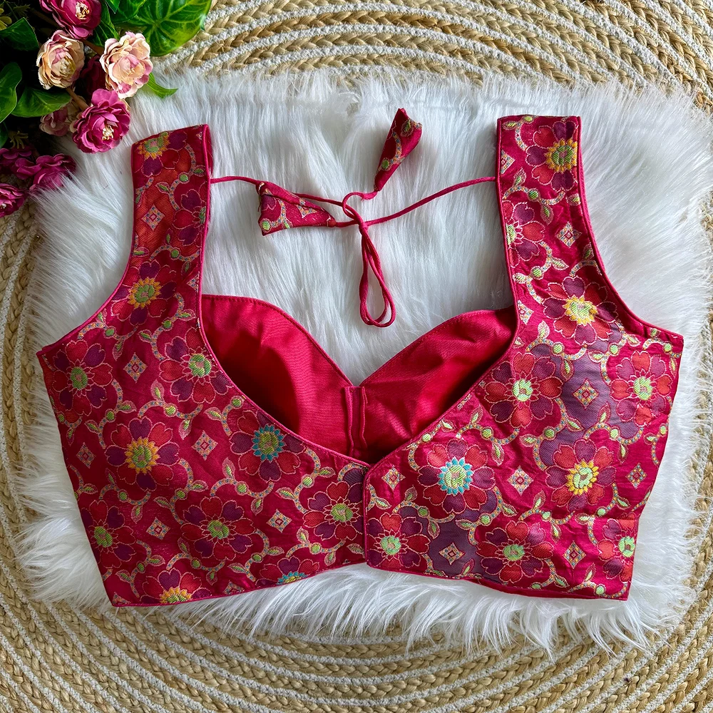 Rani Color Sleeveless Jacquard Partywear Blouse — view 2