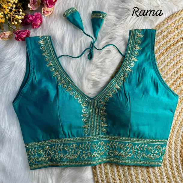 Rama Color Wedding Season Special Roman Silk Bridal Blouse with Heavy Embroidery