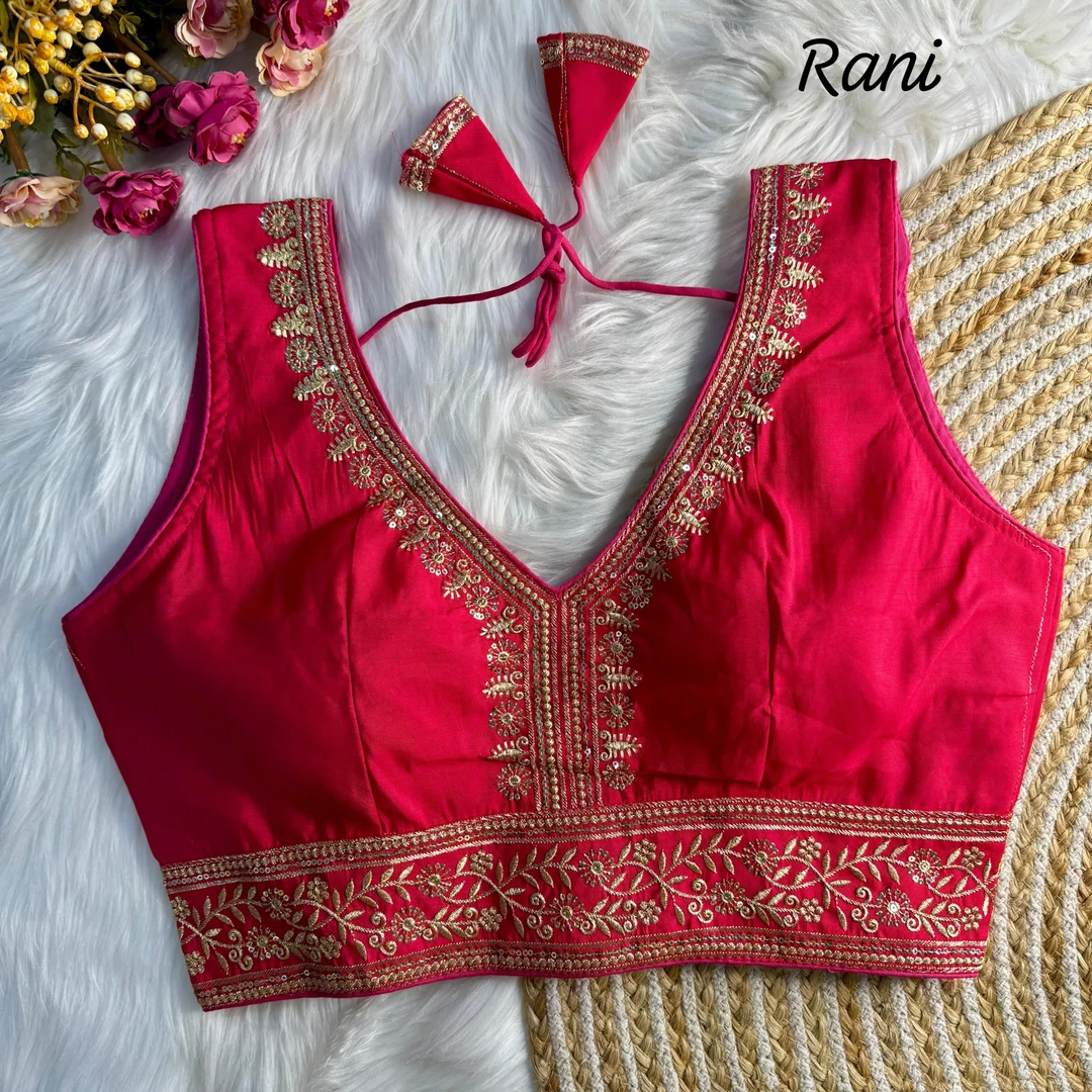 Rani Color Wedding Season Special Roman Silk Bridal Blouse with Heavy Embroidery