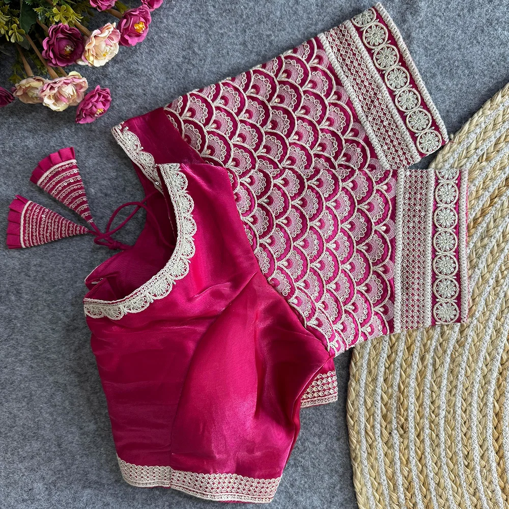 Rani Color Elegant Zimichoo Blouse with Cotton Thread Embroidery and Sequence Work — view 2
