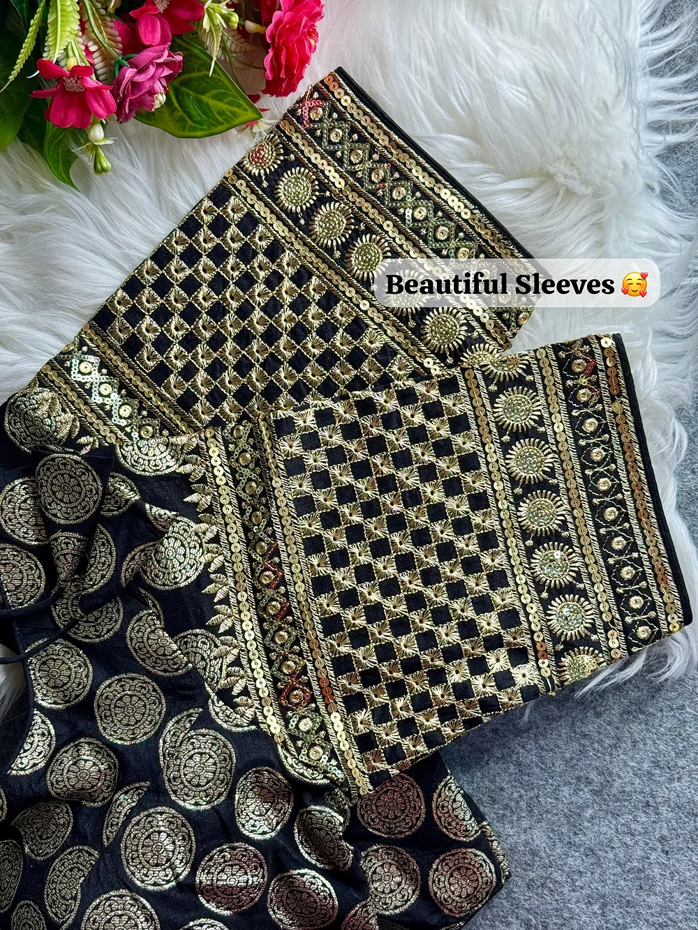 Black Color Elegant Dola Silk Partywear Blouse with Heavy Embroidery — view 4