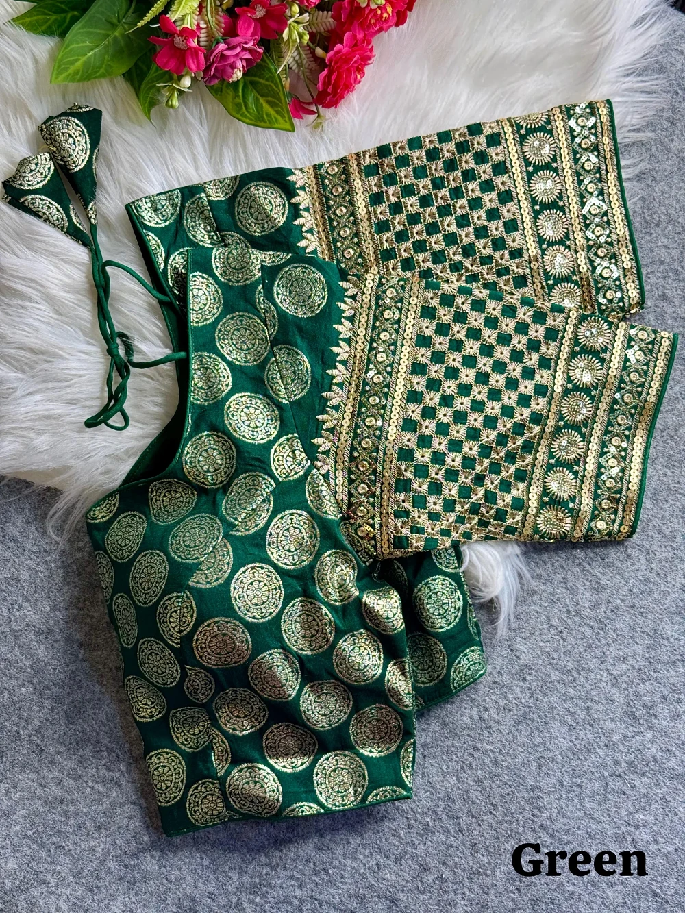 Green Color Elegant Dola Silk Partywear Blouse with Heavy Embroidery — view 1