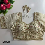 Cream Color Bridal Cosmos Silk Blouse with Heavy Stars & Beads Hand Work