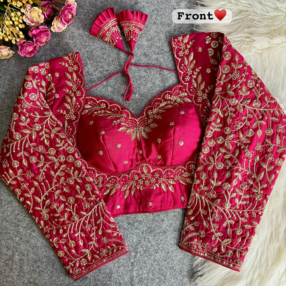 Rani Color Full Sleeves Silk Bridal Blouse — view 1