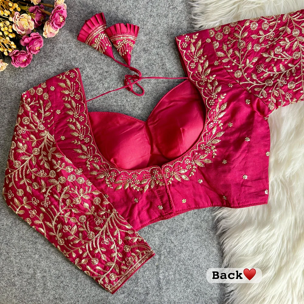 Rani Color Full Sleeves Silk Bridal Blouse — view 2