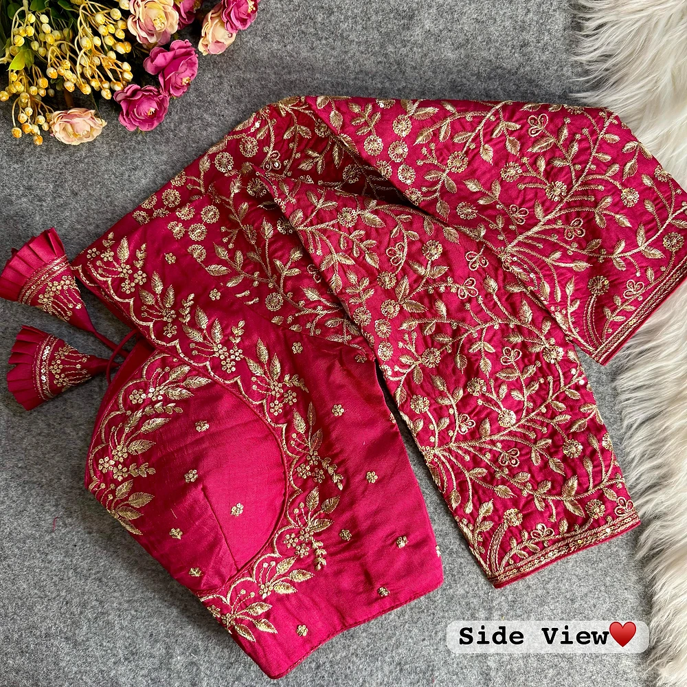 Rani Color Full Sleeves Silk Bridal Blouse — view 3