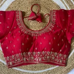 Red Roman Silk Thread Work Partywear Blouse